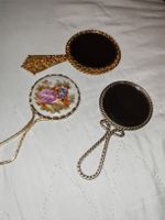 Lot de 3 petits miroirs à main vintage / Scène romantique