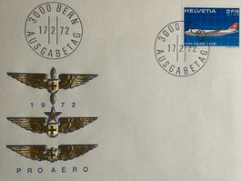 🌟 FDC 17.II.72 Pro-Aero-Aktion Jumbo-Jet, Swissair Nr.47 ✈️
