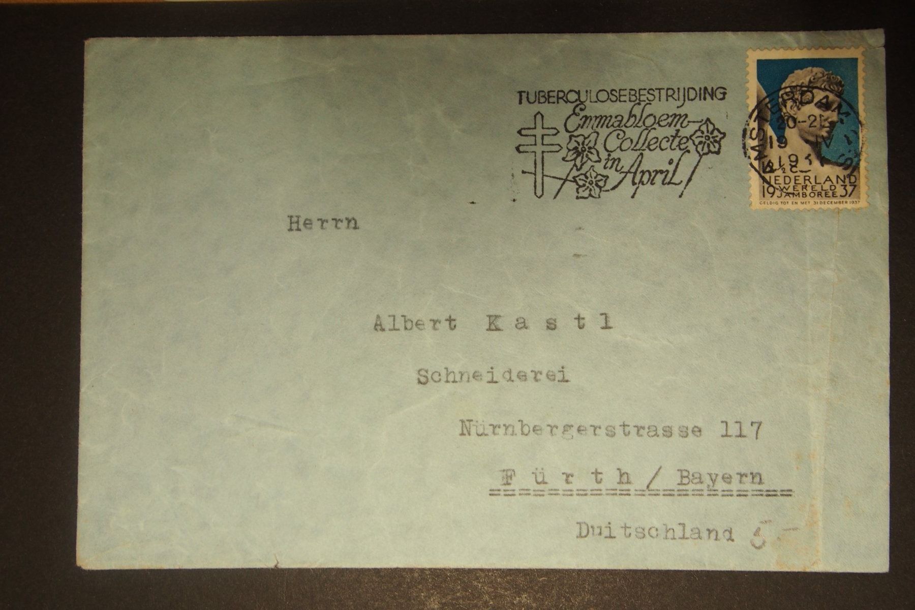 Tutti i francobolli: 1937 Alter Brief Niederlande – Usato da Solothurn venduto da and_fxw5