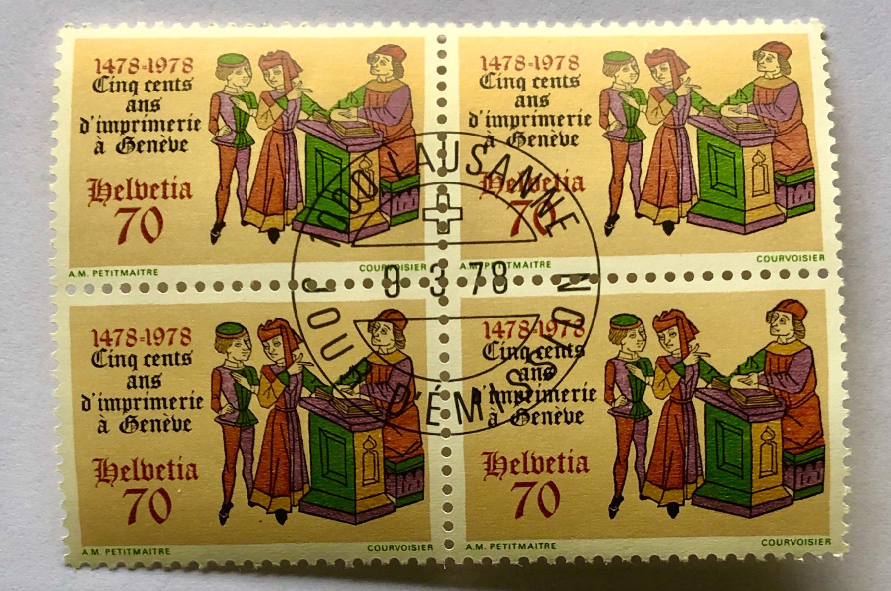 Tutti i francobolli: 4er Block Nr.605 Stempelt Lausanne 1978    – Usato da Aarau venduto da Billa007