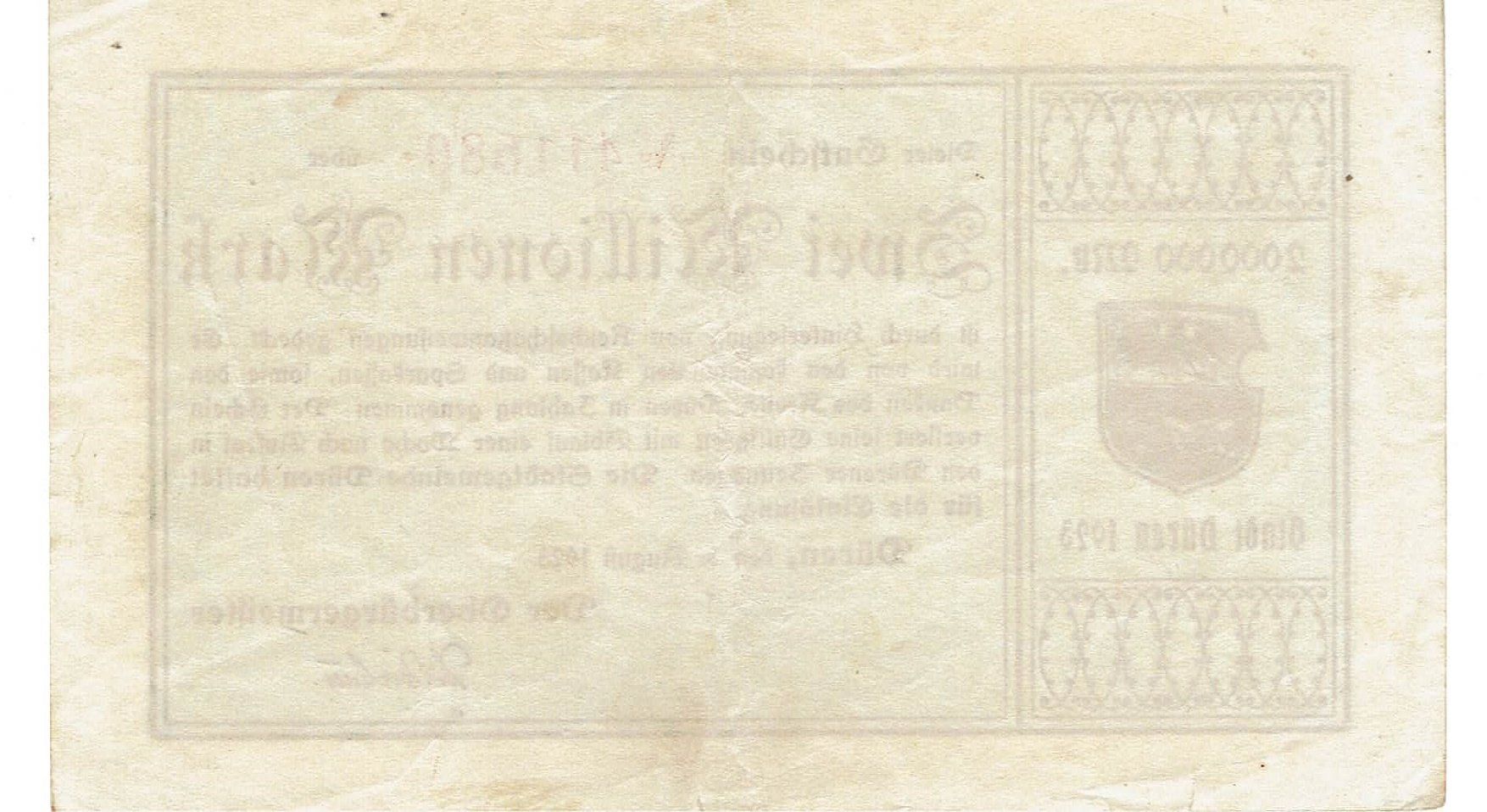 Banconote: Düren 2 Mil.Mark 08.08.1923 VZ-VZ+ – Usato da Steffisburg venduto da ber_8htf 1