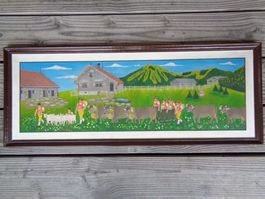 APPENZELLER ALPAUFZUG JOS. WÄLLE BAUERNMALEREI NAIVE MALEREI
