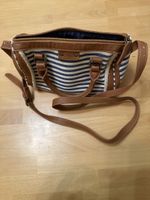 Zara Handtasche gestreift blau/weiss Leder Sommer