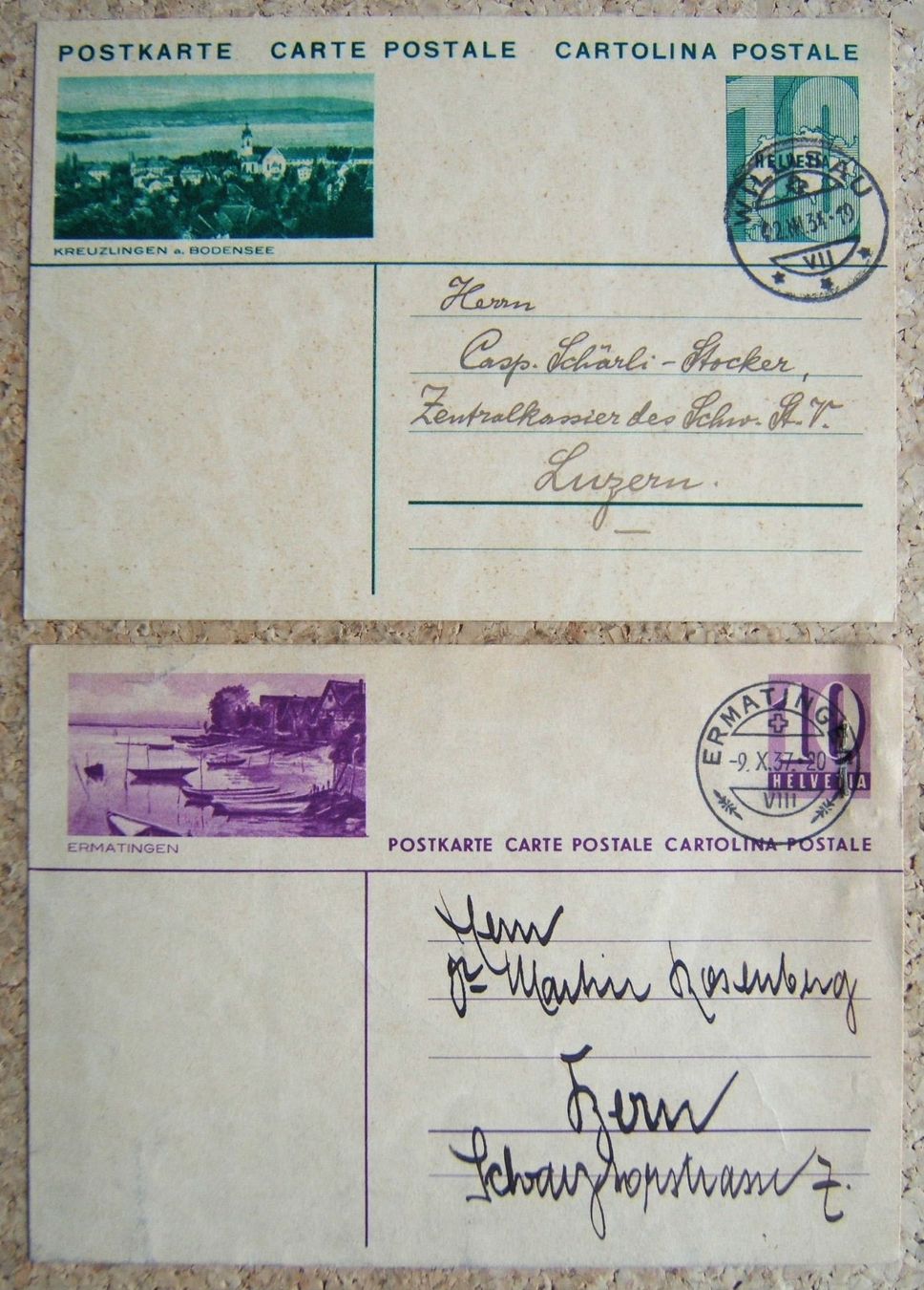 Alle Briefmarken: 2 BILDPOSTKARTEN KT. THURGAU – Gebraucht aus Brunnen von Nonne04