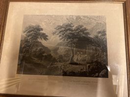 Antiker Druck Stich "Walter Fürst‘s Haus" gerahmt