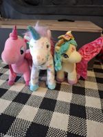 3 Einhorn Plüschtiere bunt guter Zustand