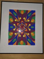 Farbenfrohes Mandala-Gemälde von Johan Wicki (2008) – Gerahm