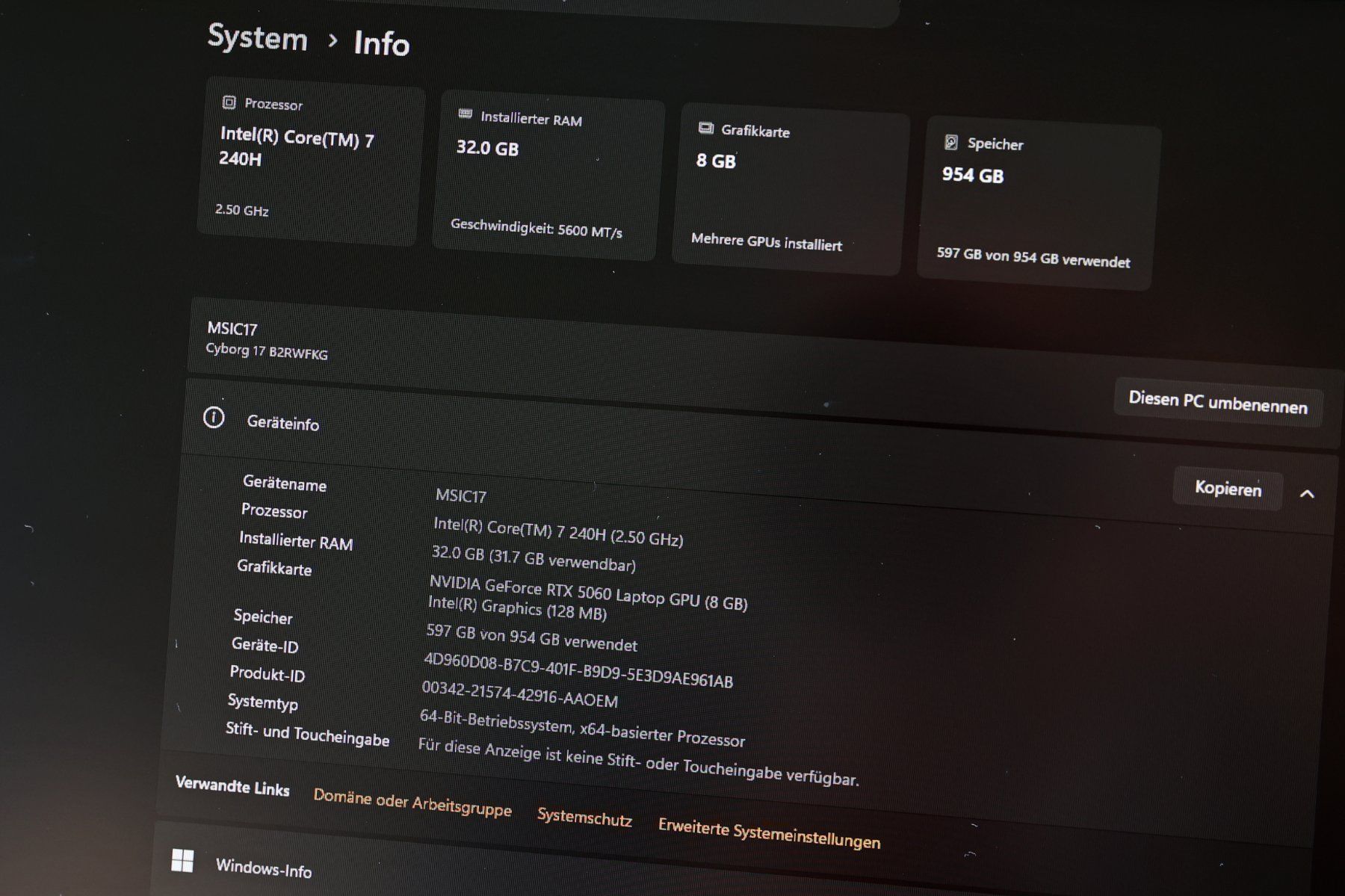 MSI Notebook: MSI Cyborg 17 Gaming-Laptop – Usato da Zürich venduto da donz888 9