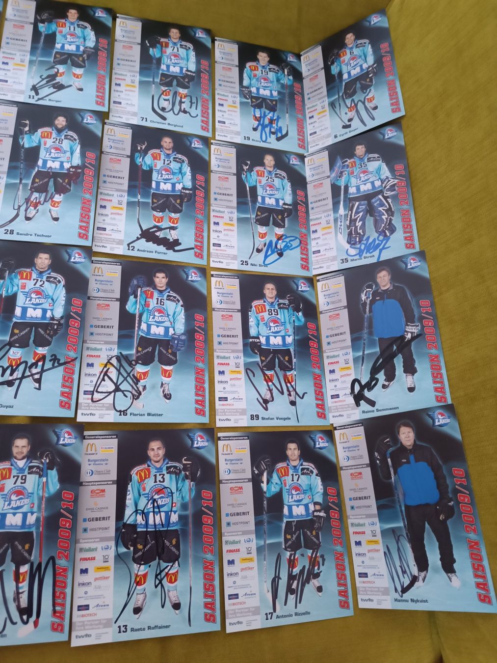 Autografi: 24x Rapperswil-Lakers 2009/2010 - handsigniert – Usato da Menziken venduto da Artographs 2