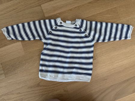 Kinder Pullover gestreift weiss blau Gr. 74