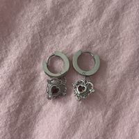 Boucles d’oreilles acier inoxydable cœurs rouges