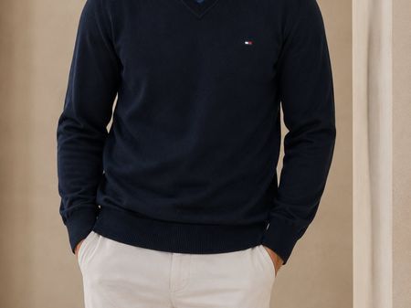 Tommy Hilfiger V-Neck Pullover für Herren, Gr. L, top Zus...