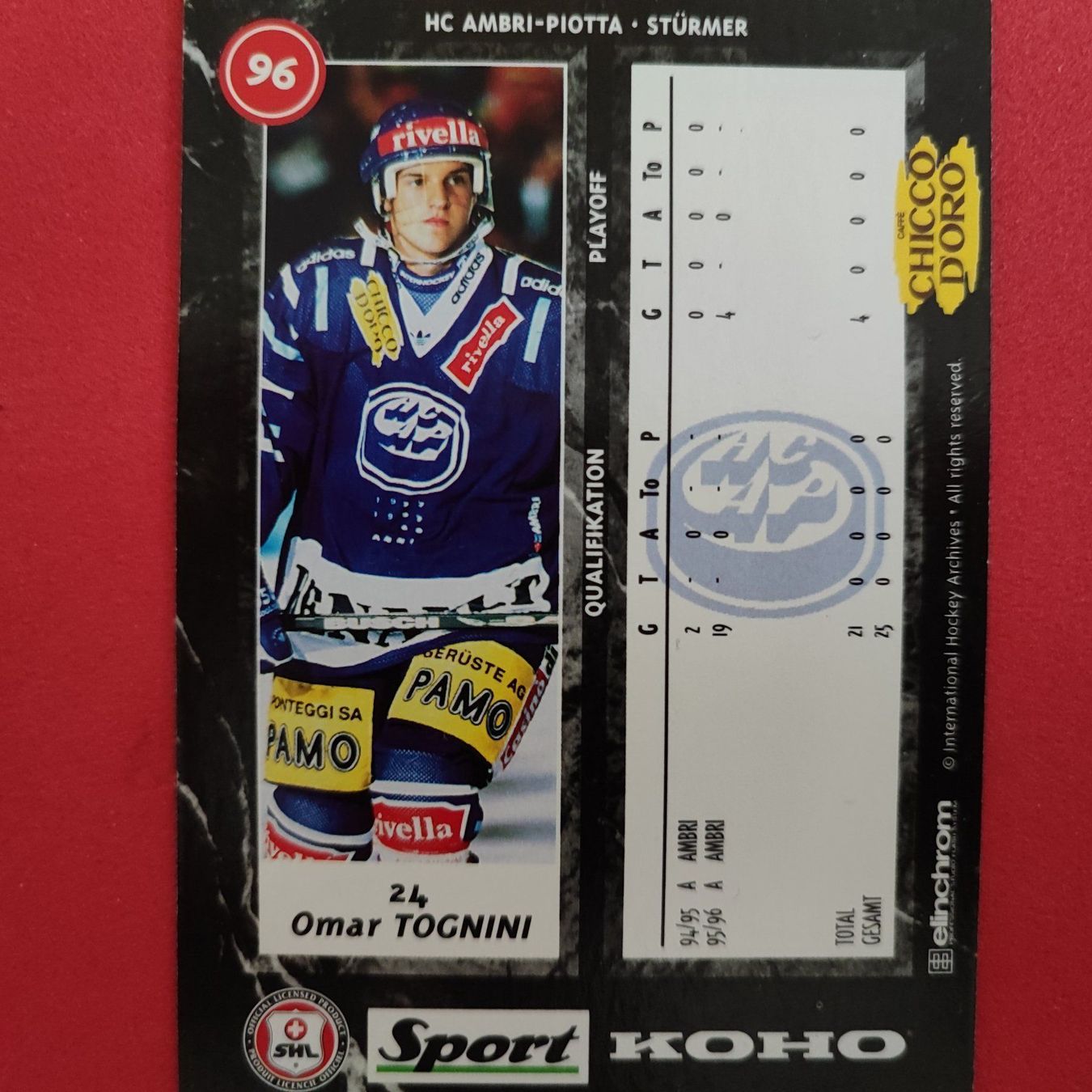 Carte collezionabili: Omar Tognini - HC AMBRI - 1996/97 – Usato da Dübendorf venduto da kb86_MOVIE 1