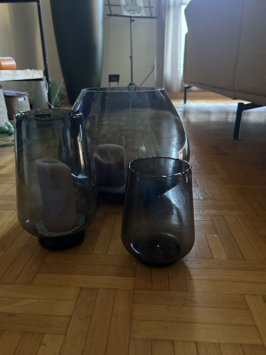 Vasi & Recipienti: Deko-Glasvasen Set, 3-teilig, rauchgrau, Herbstdeko – Usato da Siebnen venduto da schnell05