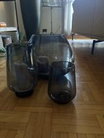 Deko-Glasvasen Set, 3-teilig, rauchgrau, Herbstdeko