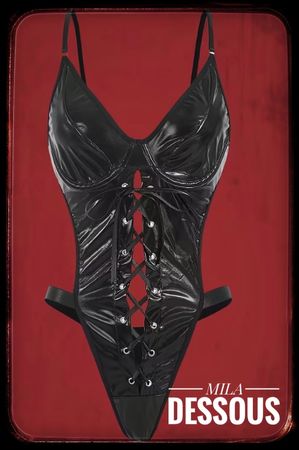 Sexy Lackleder Geschnürtes Body mit Neckischen Bändern ❣️S❣️