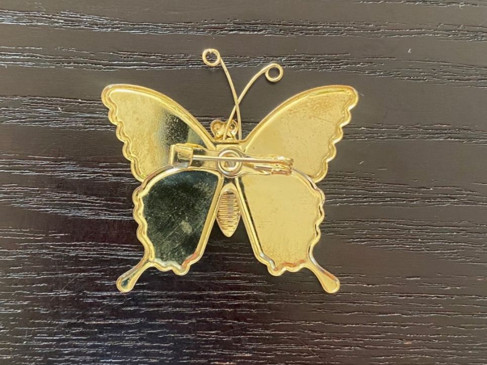 Spille & Fermagli: Brosche Schmetterling goldfarben mit mehrfarbiger Einlage – Usato da Aarau venduto da radilio01 1