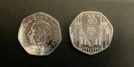 50 Pence GB King Charles III ungelaufen