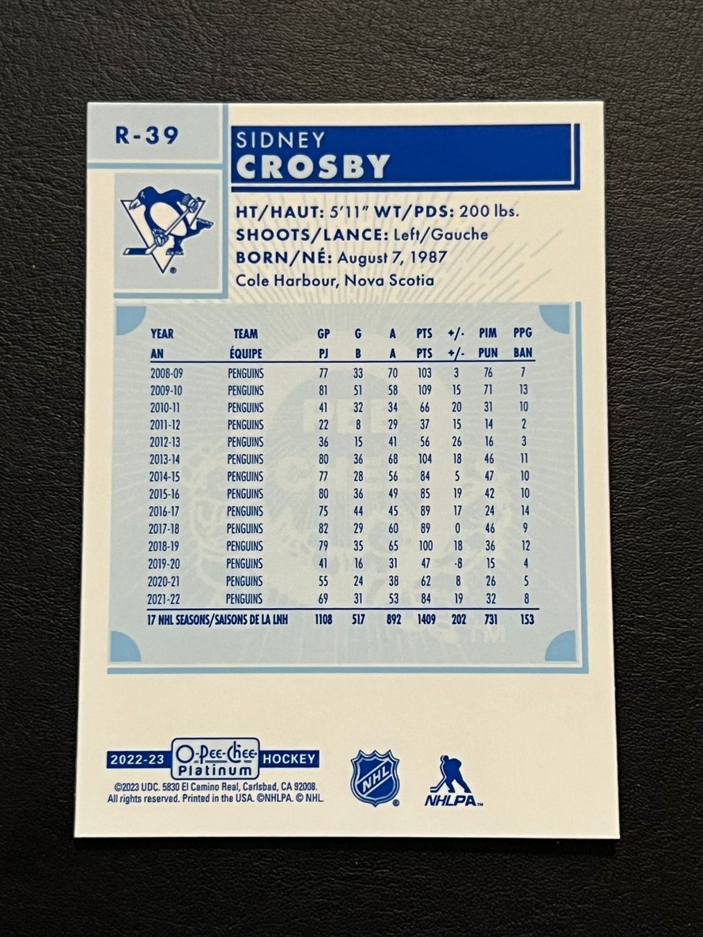 NHL Carte collezionabili: Sidney Crosby 2022 OPC Pittsburgh Penguins – Nuovo (secondo la descrizione) da Möhlin venduto da SwissHockeyCards 1