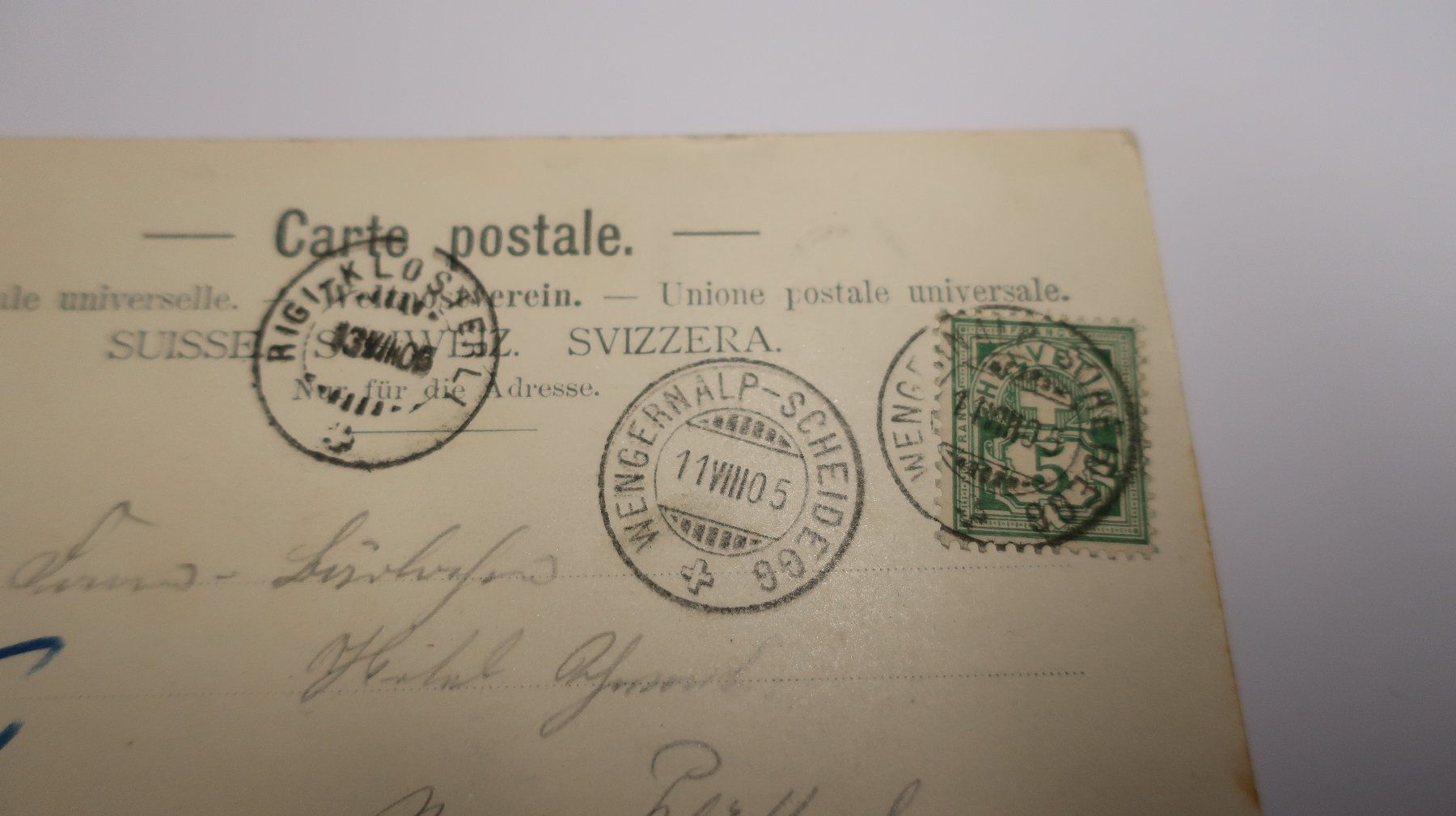 Ansichtskarten: Berner oberland Wengernalp mit Eiger und Mönch  1905 – Gebraucht aus Cormoret von Pascalll2001 4