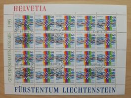 Gemeinschaftsausgabe CH - FL 1995, ganzer Bogen, gestempelt