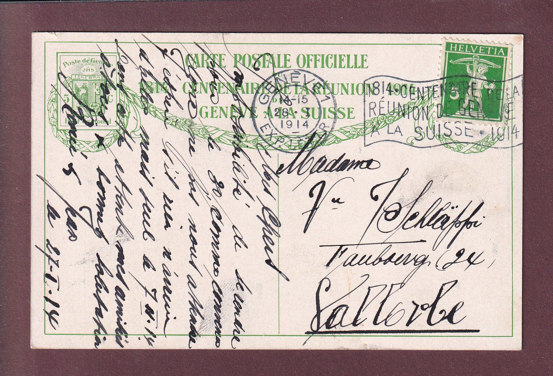 Ansichtskarten: GRENADIER de GENEVE - 1914 – Gebraucht aus Pully von nicecards 1