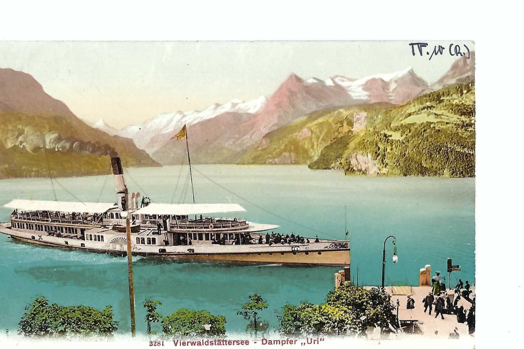 Cartoline postali: Vierwaldstättersee Dampfschiff Dampfer "Uri" 1928 – Usato da Thun venduto da 44wart