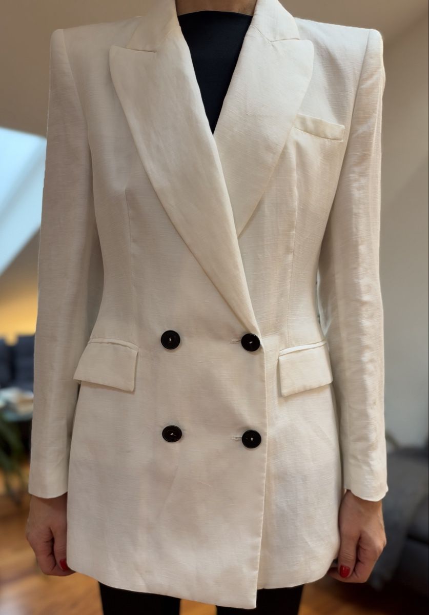 Zara Giacche: Double Breasted Blazer in White, Size S – Nuovo (secondo la descrizione) da Basel venduto da ais_hf25 3