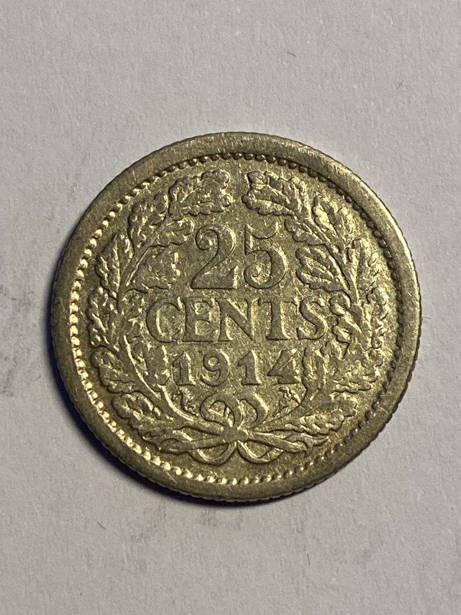 Tutti le monete: Pays-Bas, 25 cents 1914 argent – Usato da Corsier-sur-Vevey venduto da Ginoarturo 1