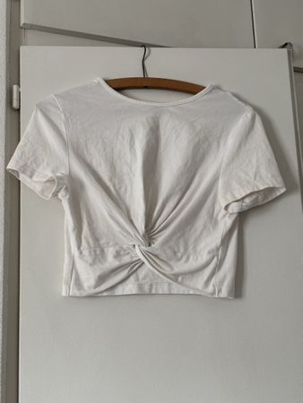Crop top blanc avec nœud taille s 