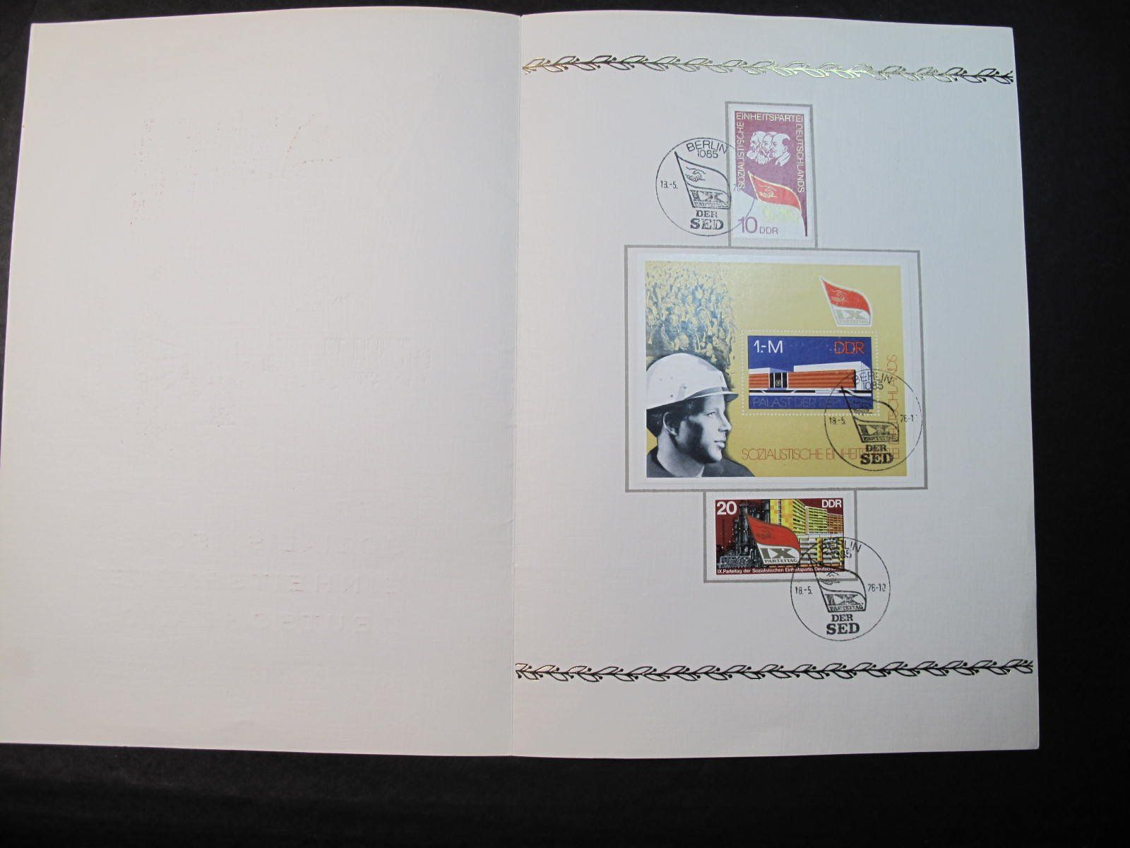 Alle Briefmarken: DDR 1976 SED 9.Parteitag in Berlin  Mappe – Gebraucht aus Wil SG von fva01 1