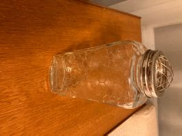 Vintage Glas Vase mit Einsatz für Blumen Gestecke top!
