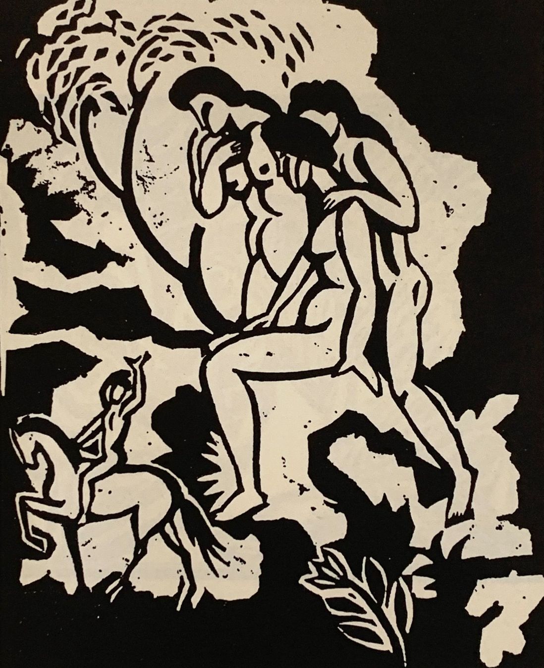 Xilografie: August Macke  "Abschied"   Holzschnitt – Usato da Nennigkofen venduto da babag