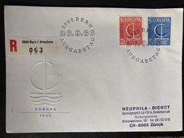 Schweiz 1966 illustrierter R-Ersttagsbrief Satz Europa CEPT