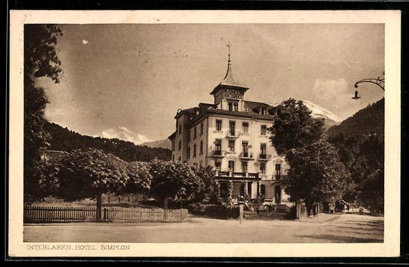 Cartoline postali: AK Interlaken, Hotel Simplon – Usato da Berlin venduto da bartko-reher