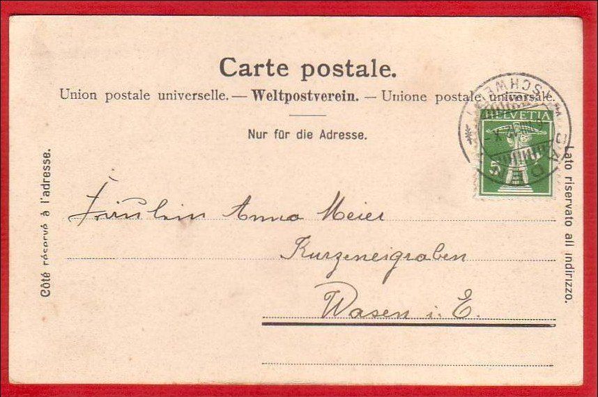 Cartoline postali: SÖRENBERG, FLÜHLI, 1912 – Usato da Grüningen venduto da Kartenlaube 1