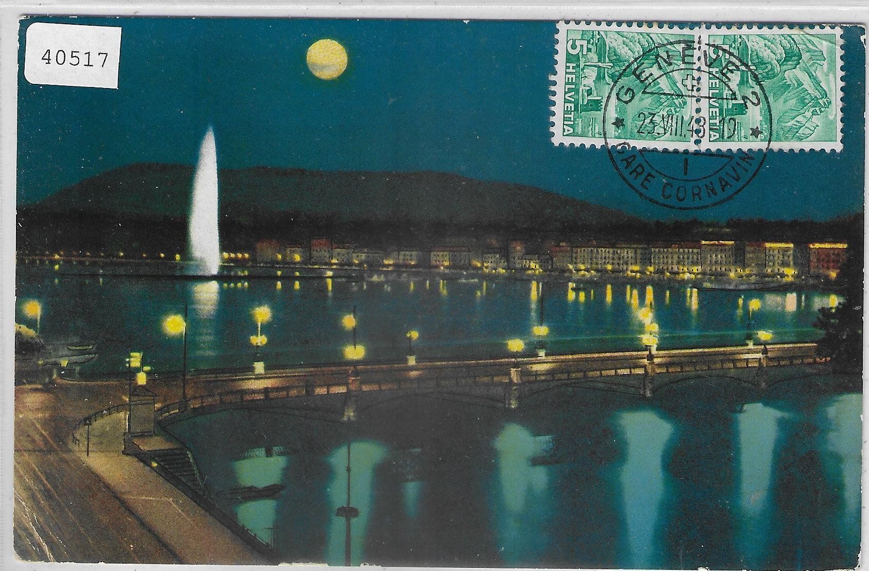 Cartoline postali: Geneve la nuit - Mondschein-Litho – Usato da Ettingen venduto da Kartenplanet