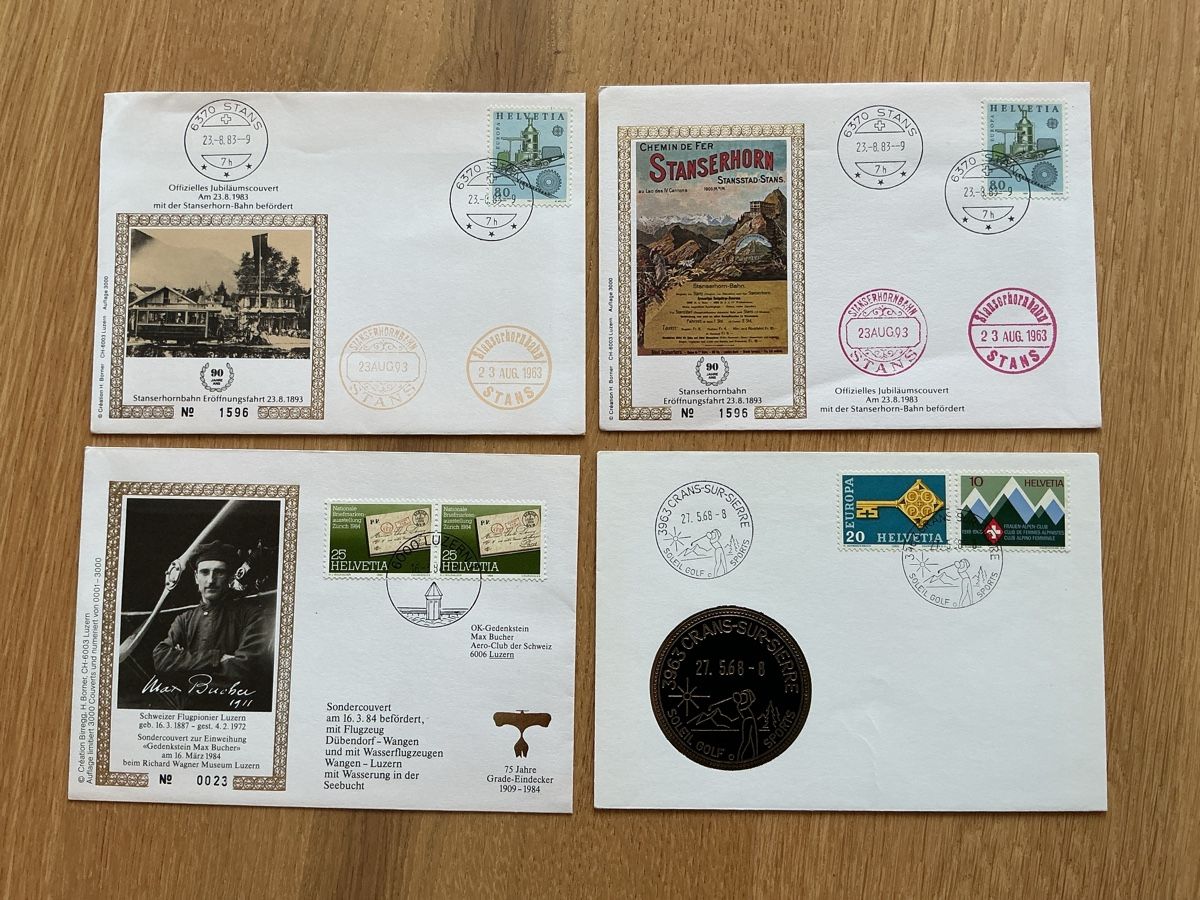 Alle Briefmarken: 9 verschiedene Jubiläumscouverts  – Gebraucht aus Glarus von die_5yzq