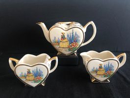 Antik England Teakanne , Zuckerdose & Krug