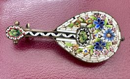 hübsches Mikromosaikbrosche, mandolinenförmig✨1930/50er✨