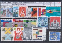 1993 Jahrgang, "Frei- und Werbemarken", gestempelt