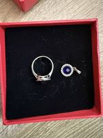 Schmuckset Ring Anhänger 925 Silber mit blauen Steinen!