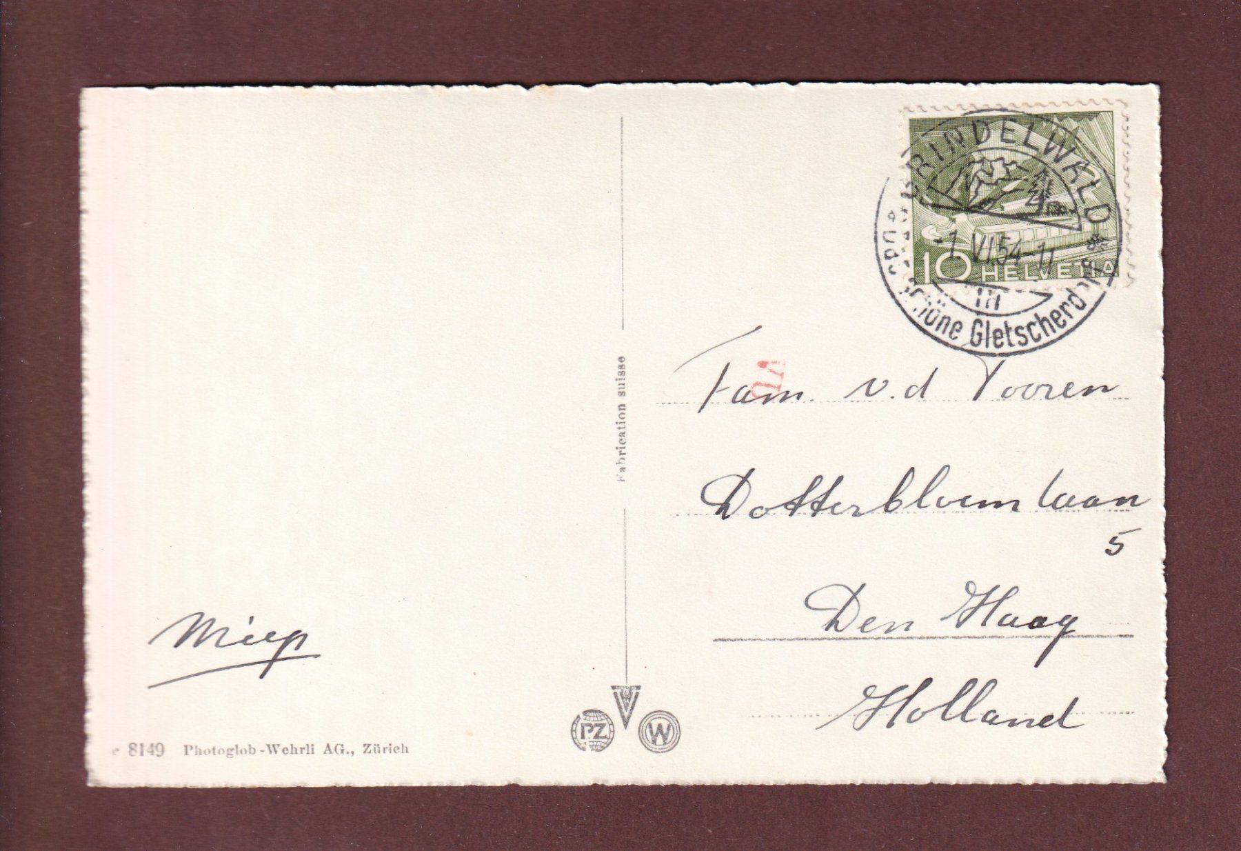 Ansichtskarten: GRINDELWALD - Teil mit Bahnhof - 1954 – Gebraucht aus Pully von nicecards-shop 1