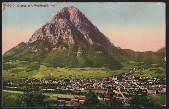 Ansichtskarten: Glarus, Ortsansicht mit Vorderglärnisch – Gebraucht aus Berlin von bartko-reher