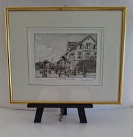 Litho von Paul Wyss signiert Opfikon um 1908 Gasthof Löwen