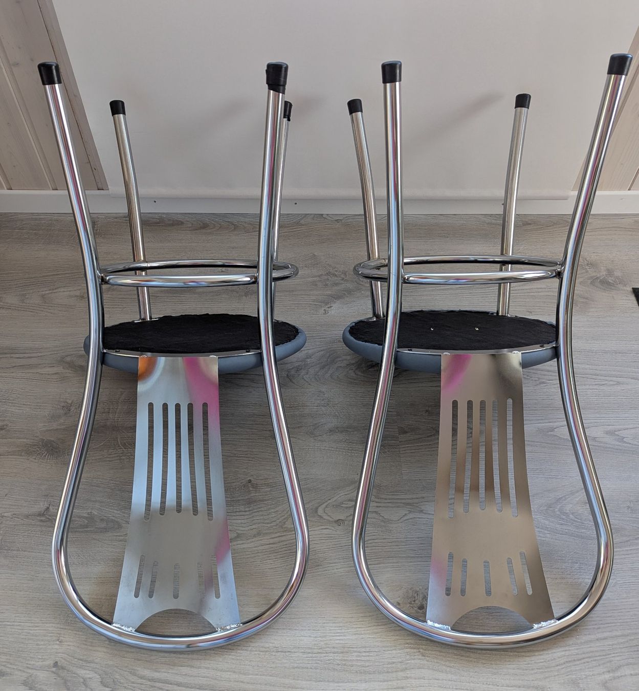 Stühle: 2 Metallstühle verchromt, blauer Sitzbezug – Gebraucht aus Goldingen von YouAreMySunshine 2