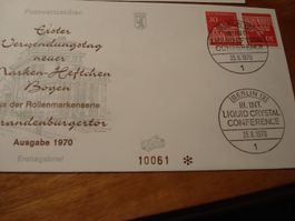 Berlin, Satz illustrierte. FDC 1970, ZDrucke Brandenburg Tor