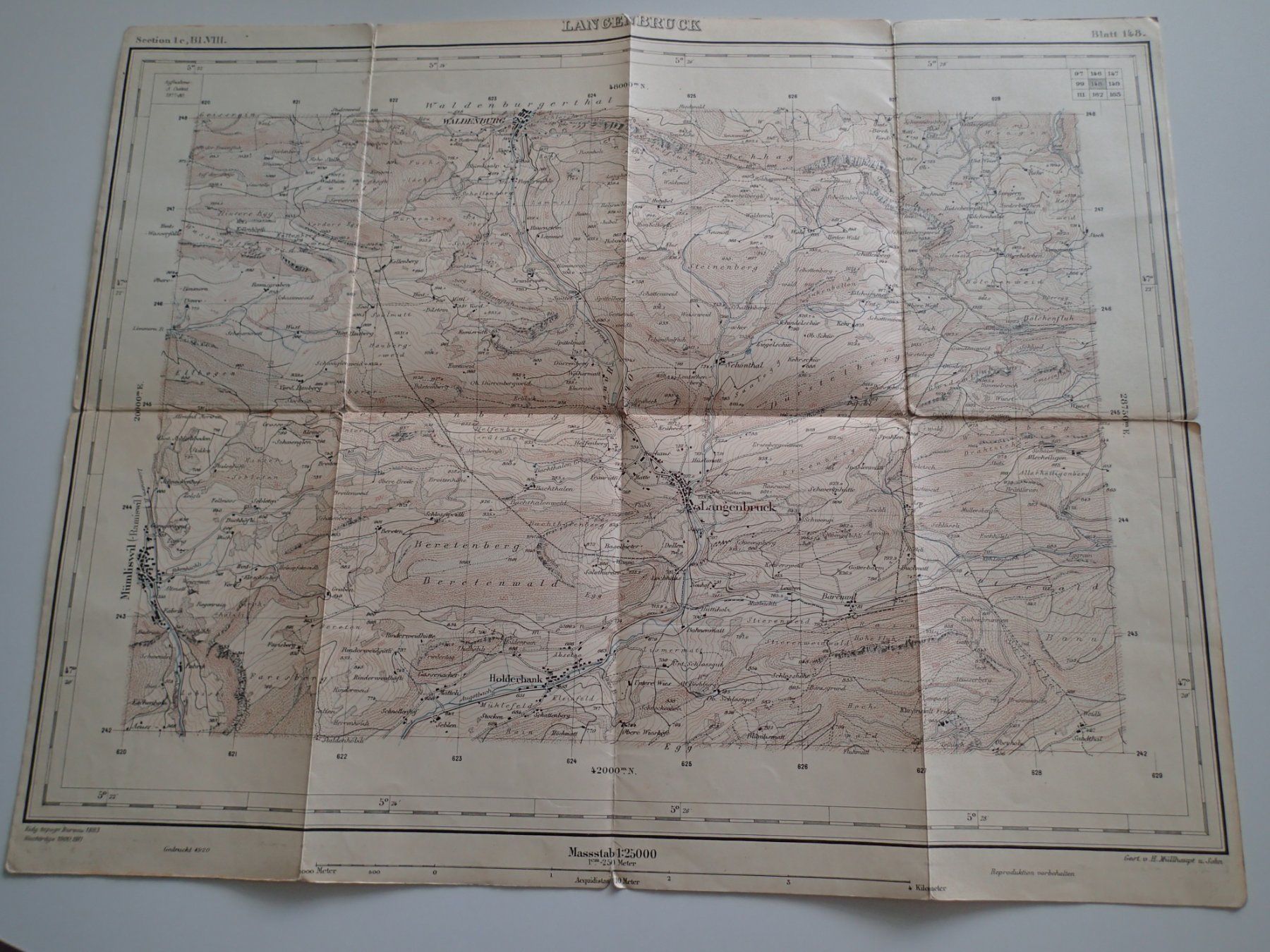 Cartine & Atlanti: LANGENBRUCK  1917  Landkarte – Usato da Allschwil venduto da Salus17