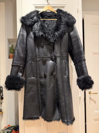Havana Royce Leather & Fur Black Winter Coat