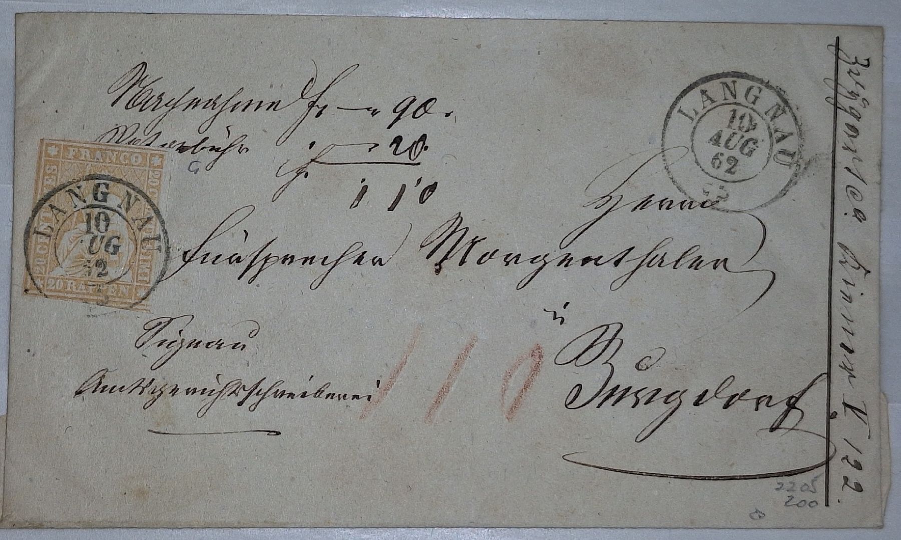 Tutti i francobolli: Strubelbrief Langnau 25G  – Usato da Balgach venduto da SIMEON27
